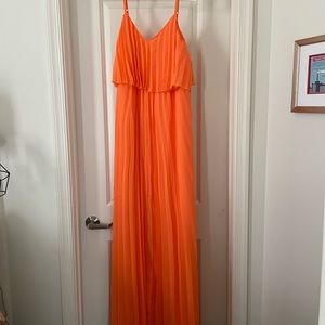 NWT Orange pleated maternity maxi dress.